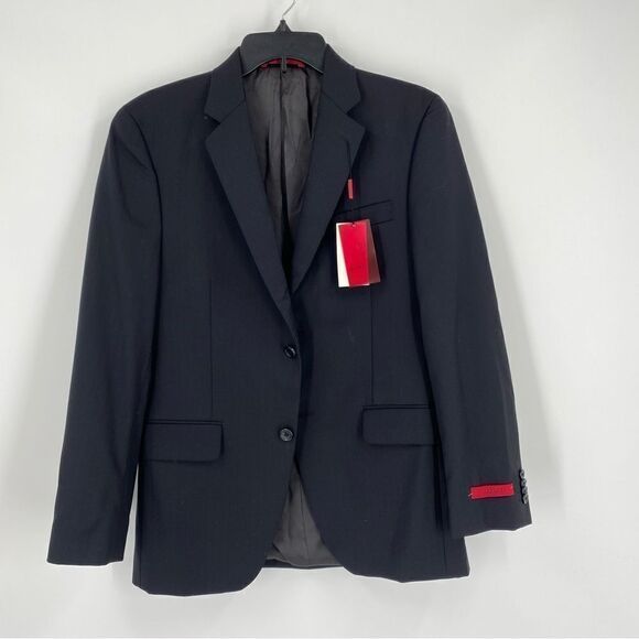 Alfani Men’s 2 button Black Wool Striped Suit Jacket Blazer size 38S - Picture 1 of 6